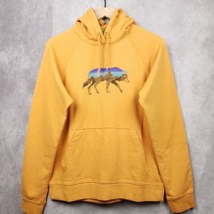 Patagonia Womens Lightweight Hoody Back For Good Wolf Graphic Orange Size XS